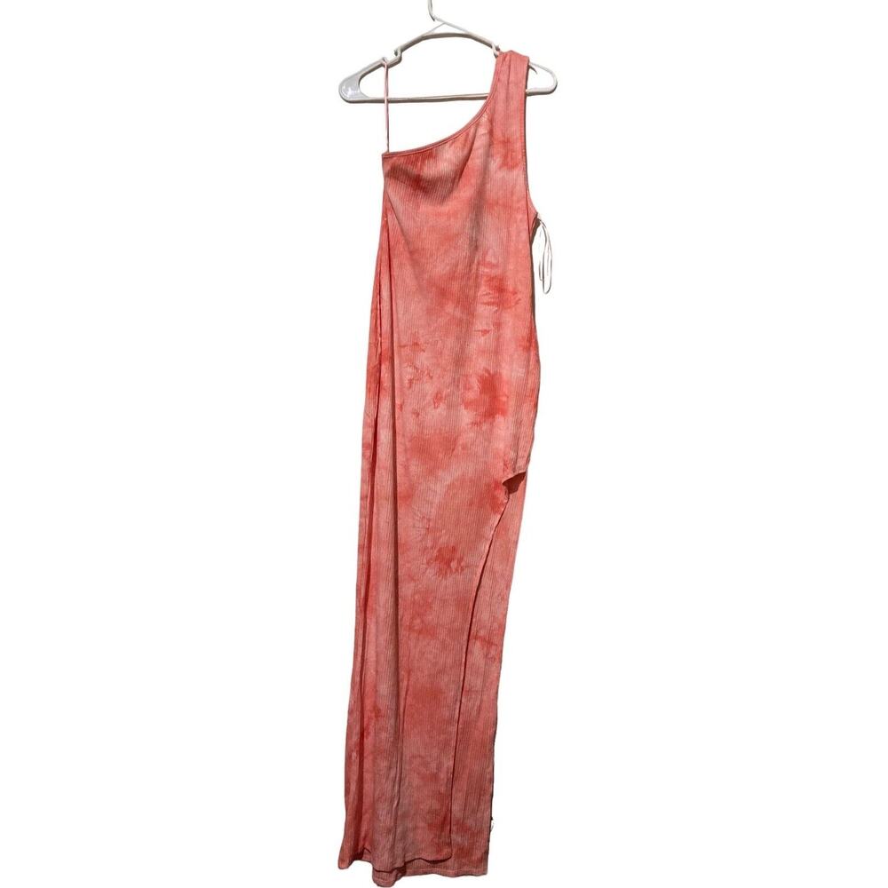 NWT Fashion Nova Ribbed Maxi Dress 1X‎ Tie Dye Print Orange Fitted